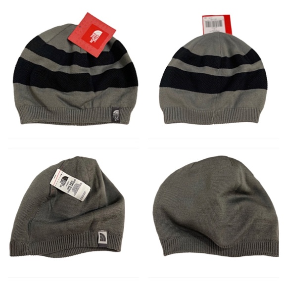 NWT TNF The North Face Black / Grey Striped Brigadier Knit Beanie, Unisex - Picture 5 of 14